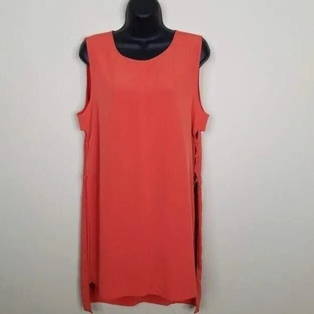 The Limited Dress Womens Large Orange Sleeveless Side Lace Up Shift Tunic